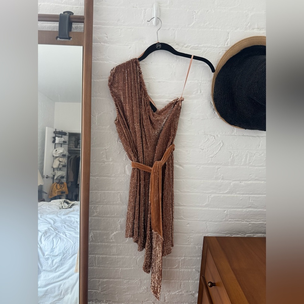 Retrofete Asymmetrical Brown Dress